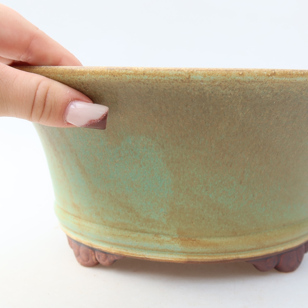 Keramik-Bonsai-Schale 24,5 x 24,5 x 11,5 cm, Farbe: grün