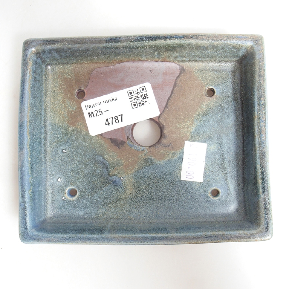 Keramik-Bonsaischale 13 x 11 x 2,5 cm, Farbe grau