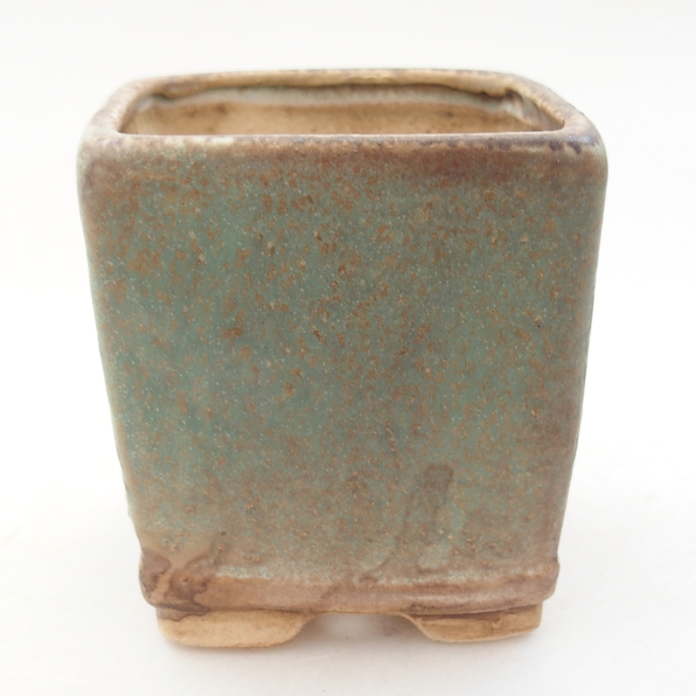 Bonsaischale aus Keramik 6,5 x 6,5 x 7 cm,  Farbe Grün