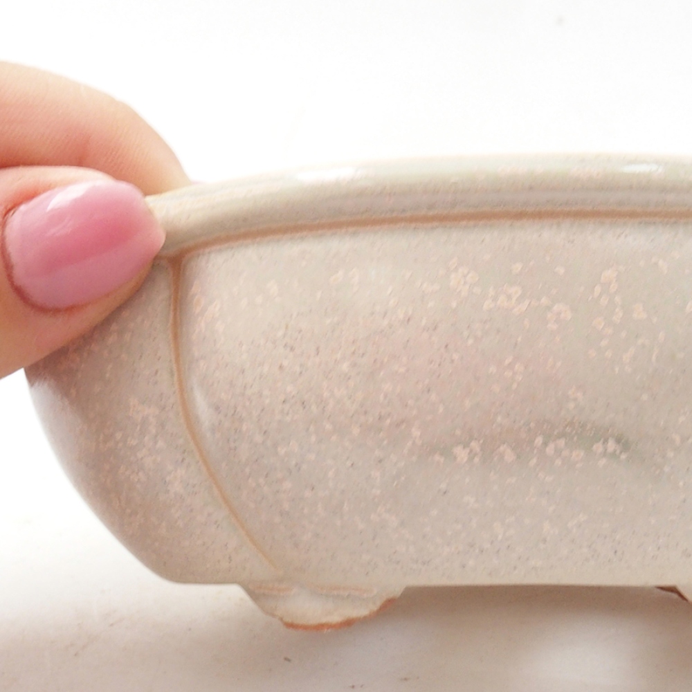 Keramik-Bonsaischale 12,5 x 10 x 4,5 cm, Farbe beige