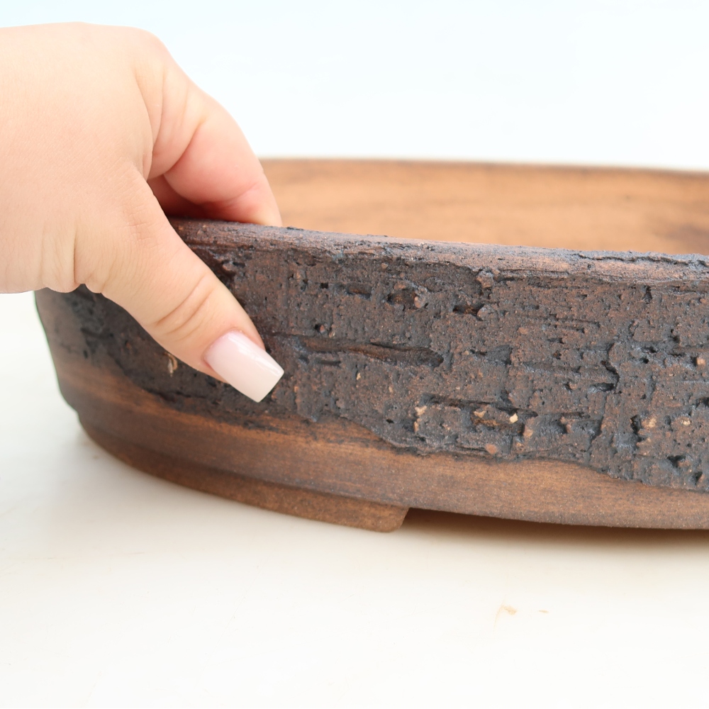 Keramik-Bonsai-Schale 38 x 30 x 7,5 cm, Farbe: braun
