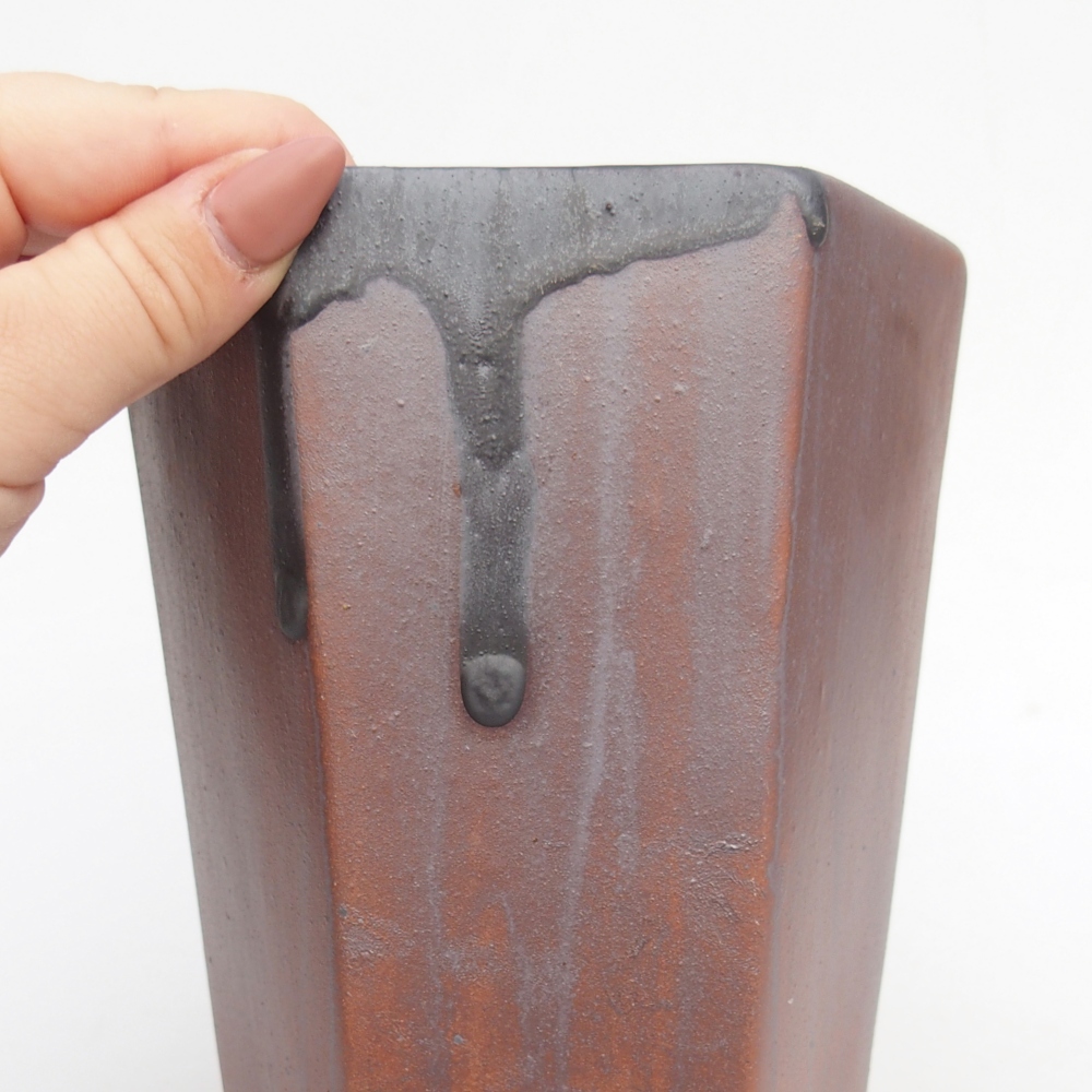 Bonsaischale aus Keramik 12,5 x 11,5 x 16,5 cm, metallfarben