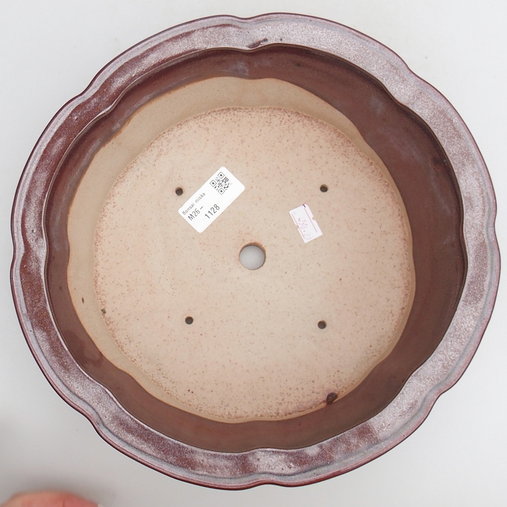 Bonsaischale aus Keramik 26 x 26 x 8 cm, bordeauxrot