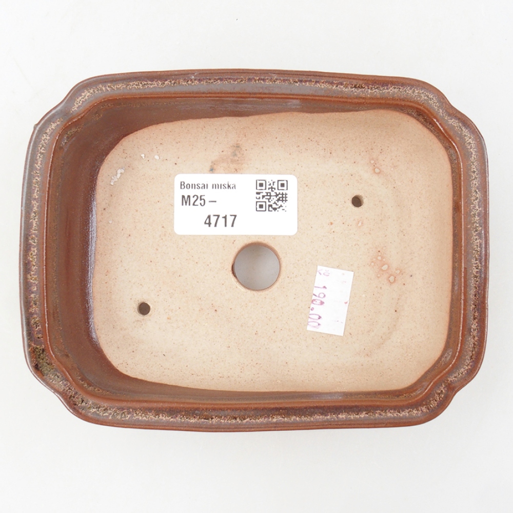 Keramik-Bonsaischale 14 x 11 x 4 cm, Farbe braun