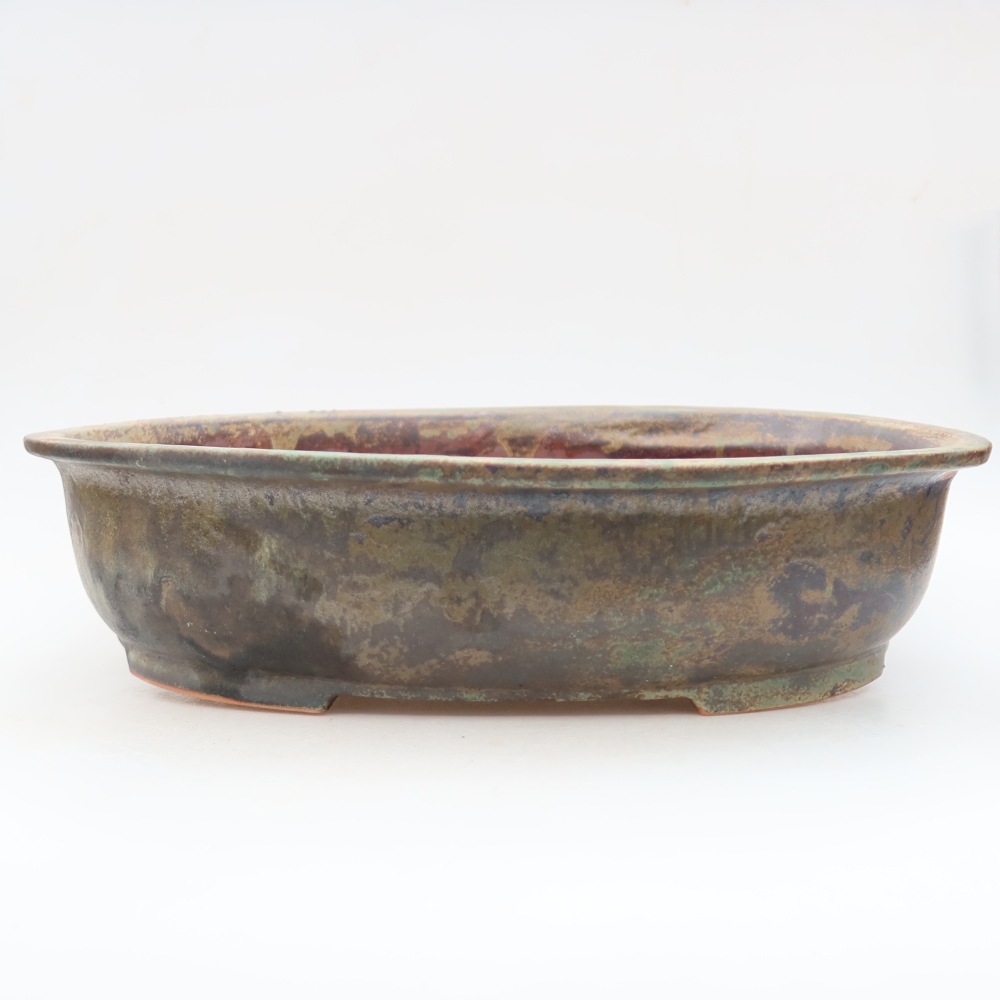 Keramik-Bonsai-Schale 36 x 28 x 8,5 cm, Farbe: braun-grün