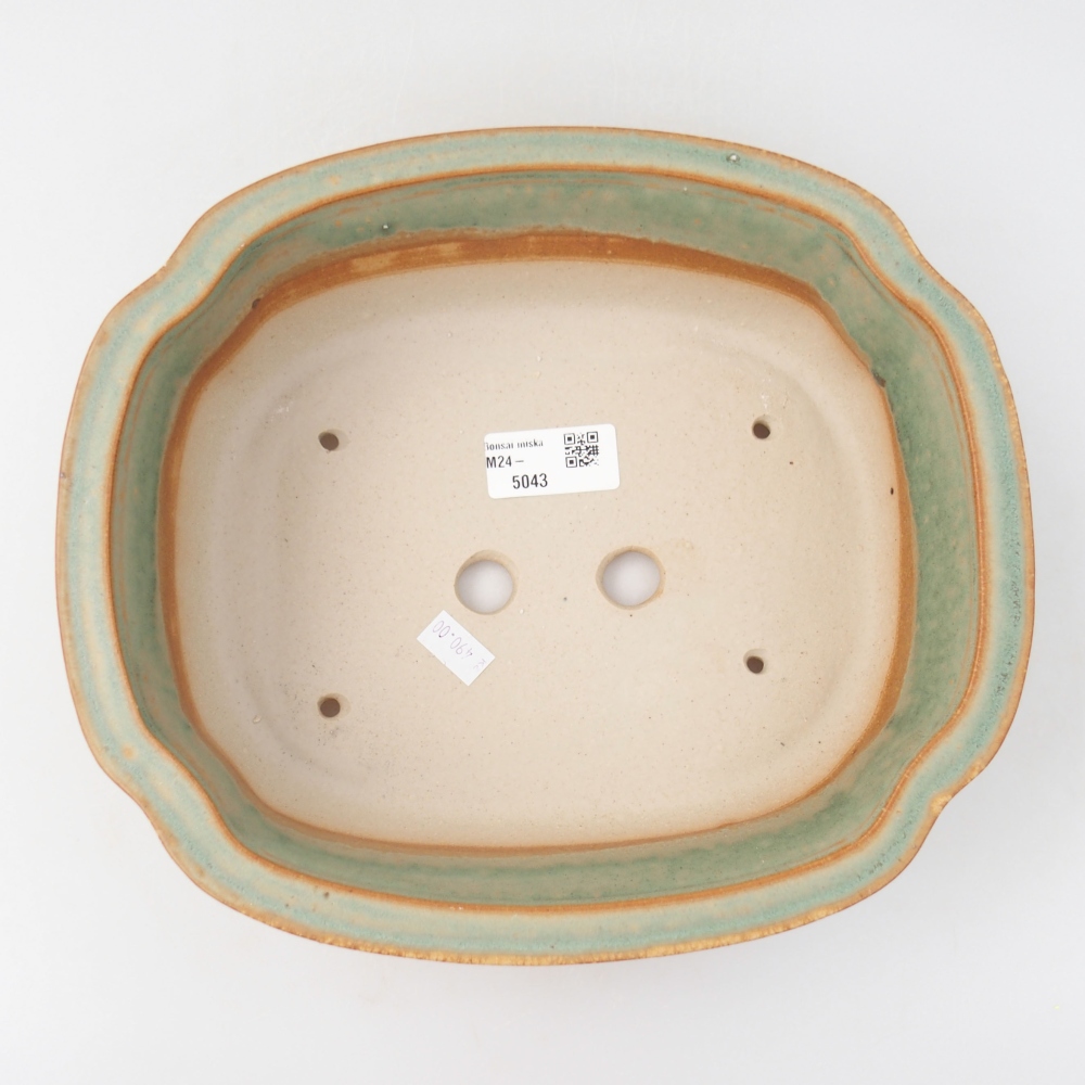 Keramik-Bonsaischale 24,5 x 21 x 7 cm, Farbe Grün