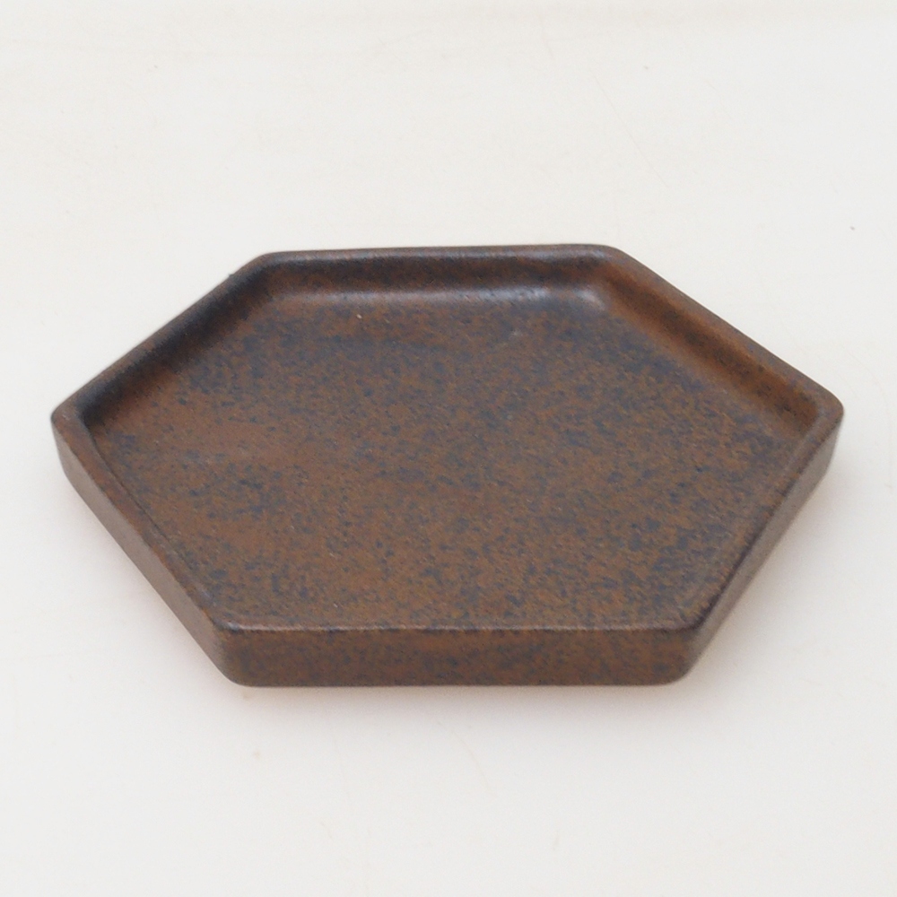 Bonsai-Schale sechseckig D3 – 11 x 9,5 x 1 cm – braun