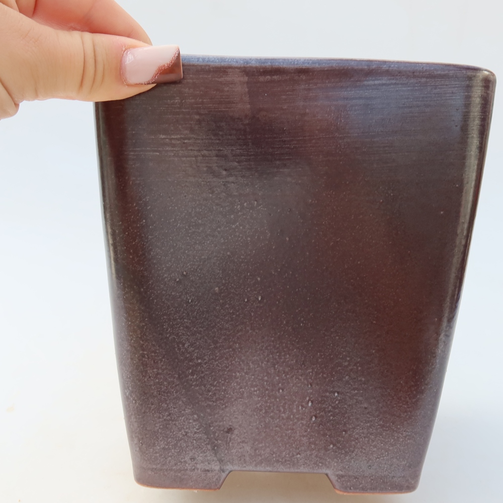Bonsaischale aus Keramik 13,5 x 13,5 x 15 cm, metallfarben