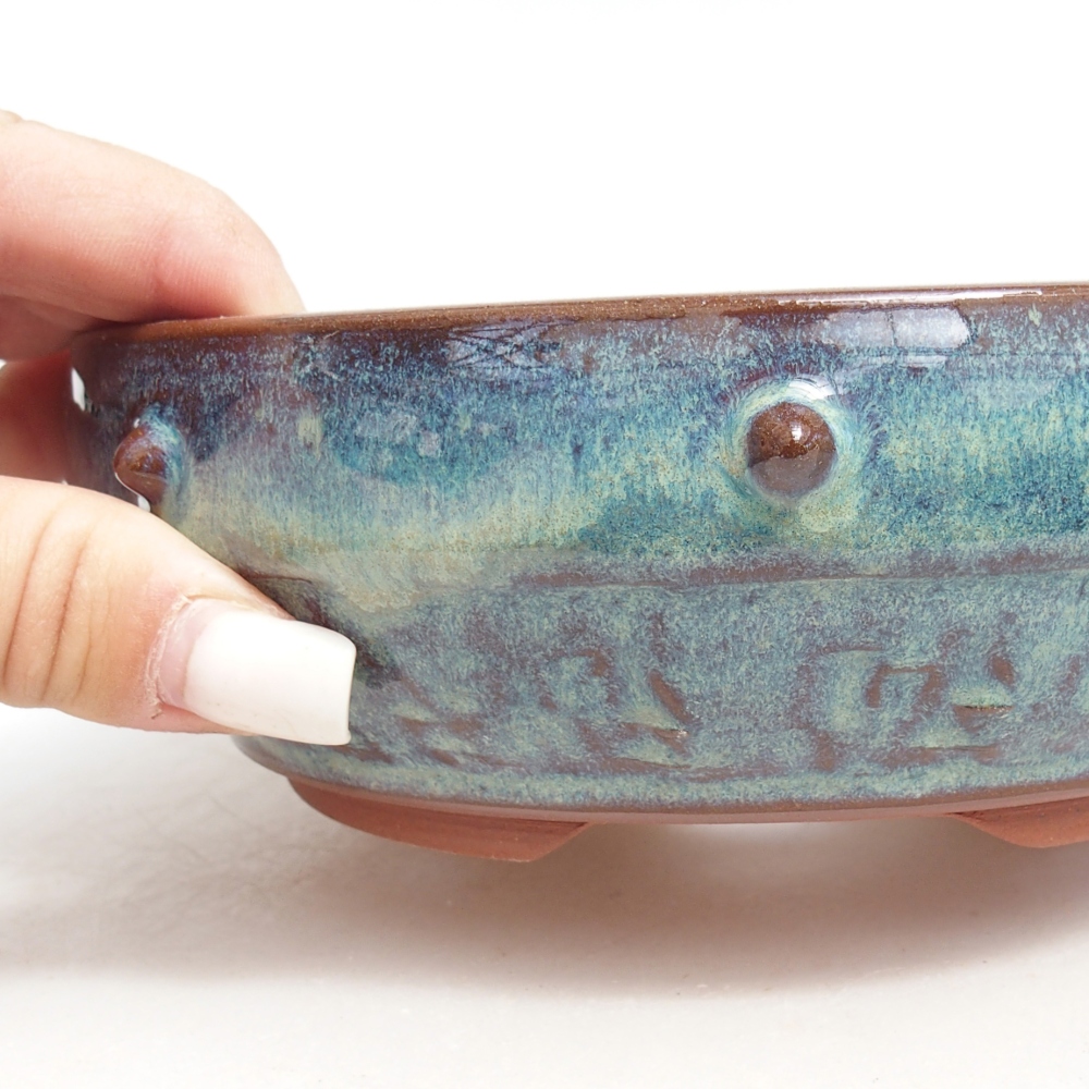 Bonsaischale aus Keramik 16 x 16 x 5 cm, Farbe blau
