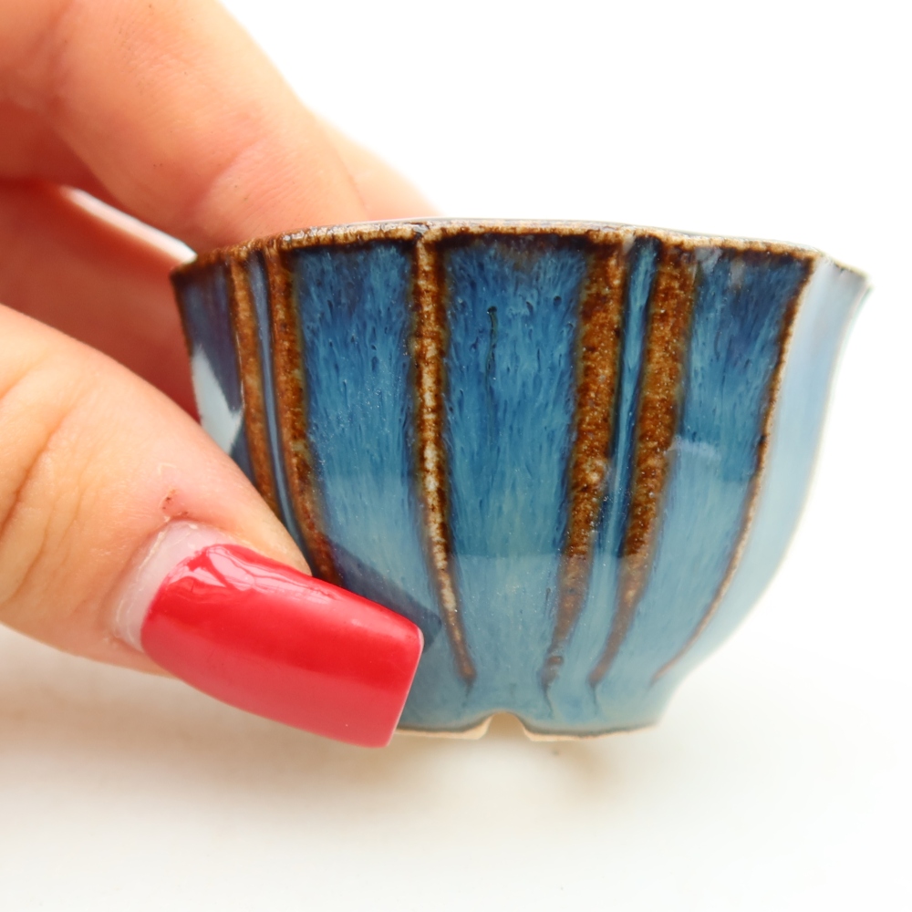 Keramik-Bonsai-Schale, 5,5 × 5,5 × 3,5 cm, Farbe: Blau