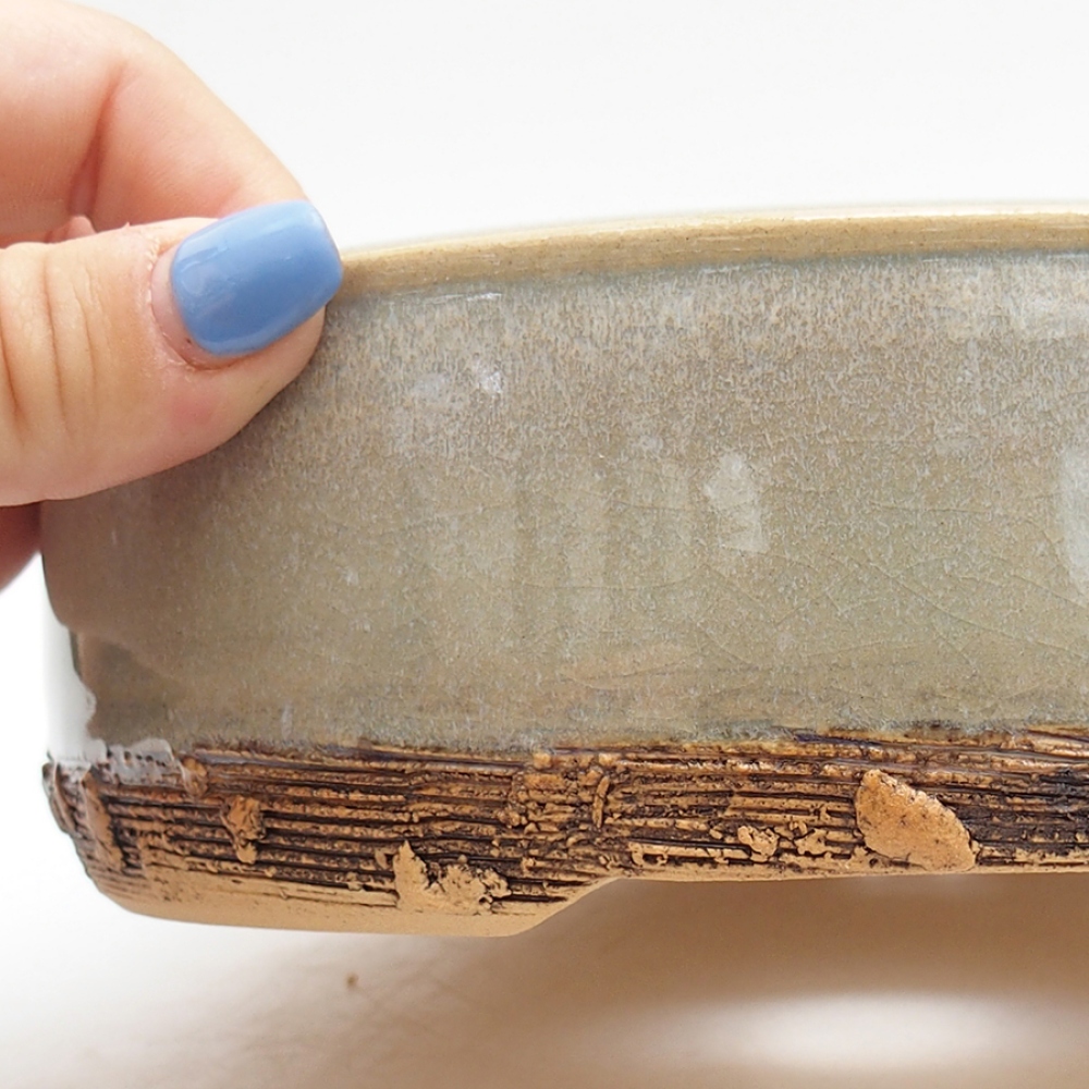 Keramik-Bonsai-Schale 17,5 x 17,5 x 5,5 cm, Farbe grün