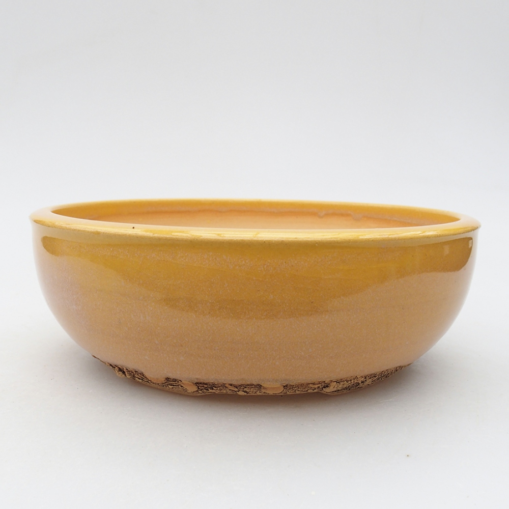 Keramik-Bonsaischale 18,5 x 18,5 x 6 cm, Farbe Gelb