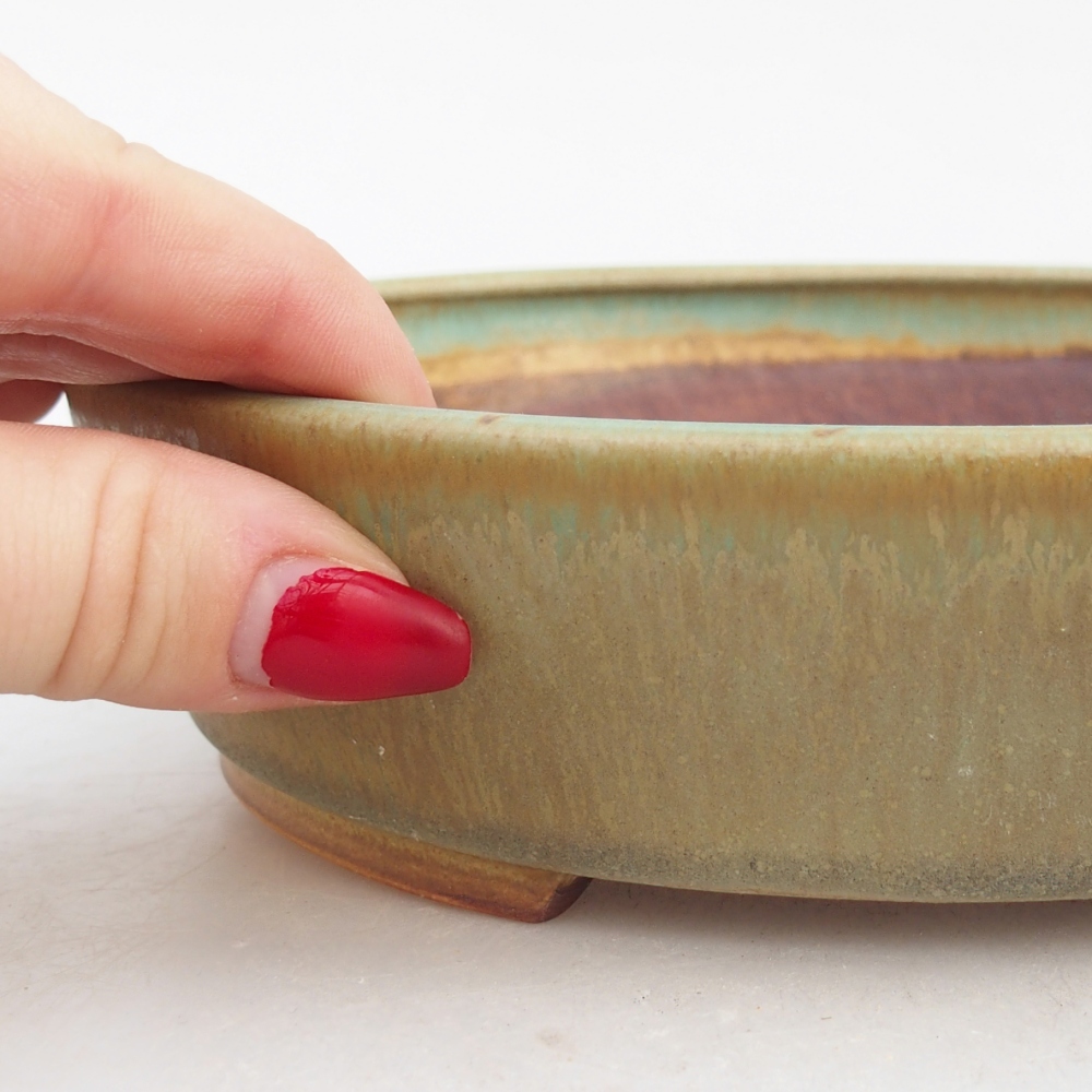 Bonsaischale aus Keramik 18,5 x 16,5 x 4,5 cm, grün