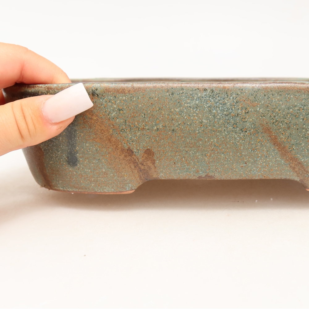 Keramik-Bonsai-Schale 23 x 18 x 5,5 cm, Farbe: braun-grün
