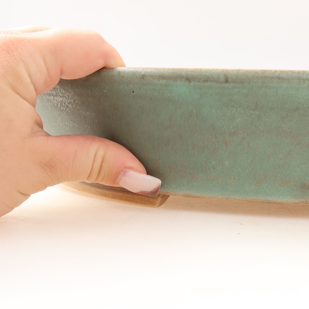 Keramik-Bonsai-Schale 32 x 27,5 x 6,5 cm, Farbe: grün