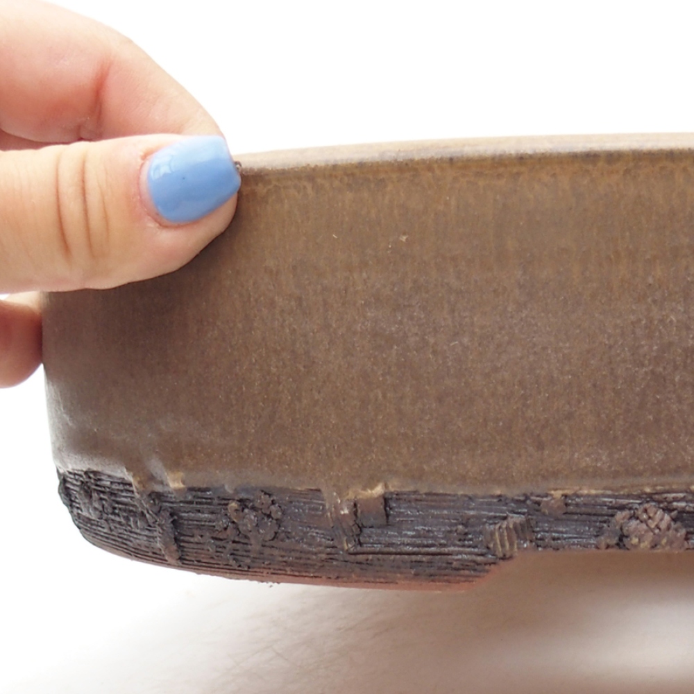 Keramik-Bonsaischale 24,5 x 24,5 x 6 cm, Farbe braun
