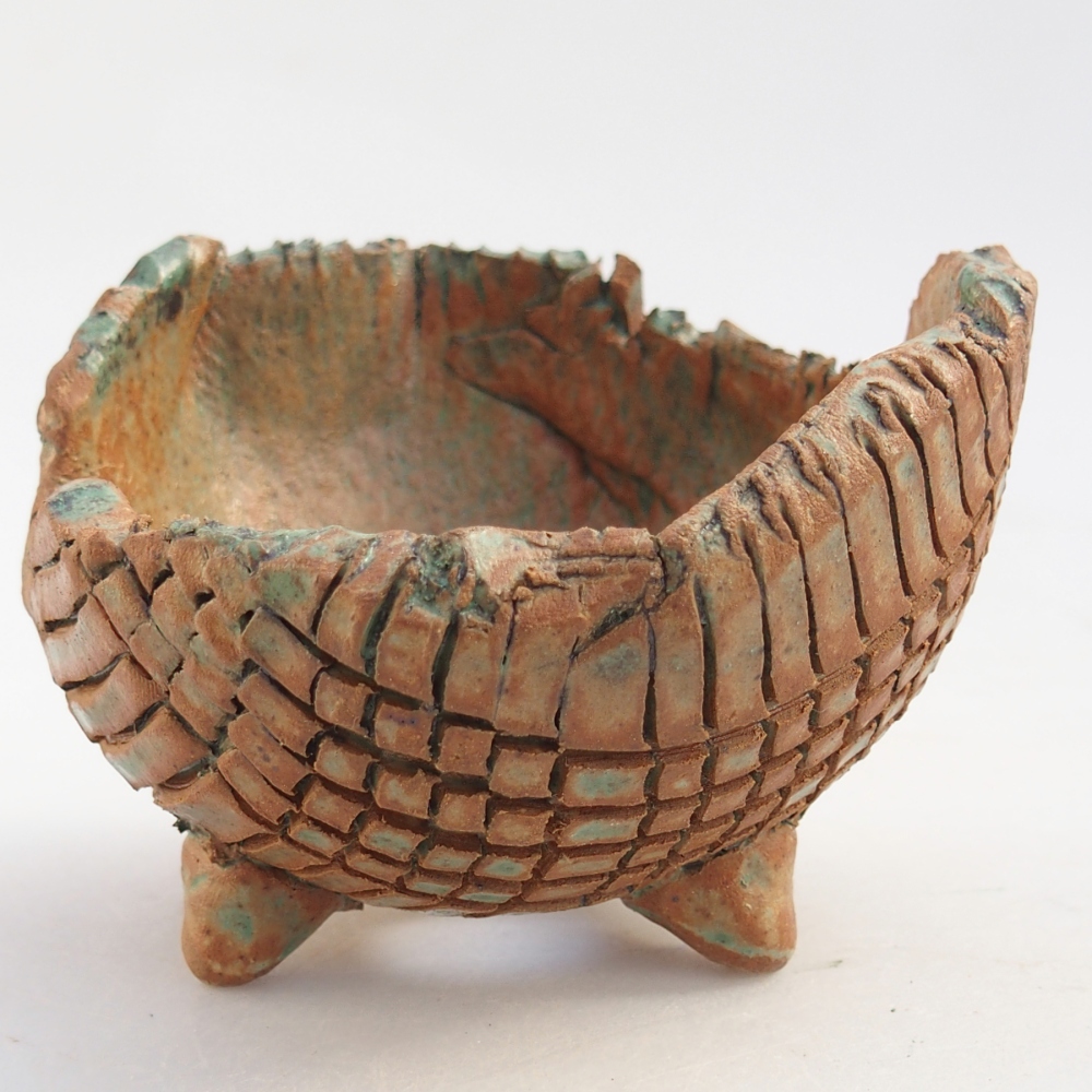 Keramikschale 10 x 9,5 x 7,5 cm , Farbe braun-grün