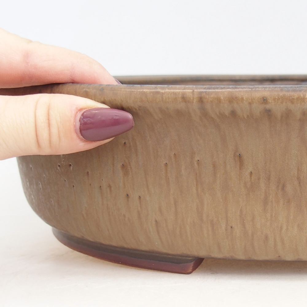Keramik-Bonsaischale 32,5 x 28,5 x 7 cm, Farbe braun