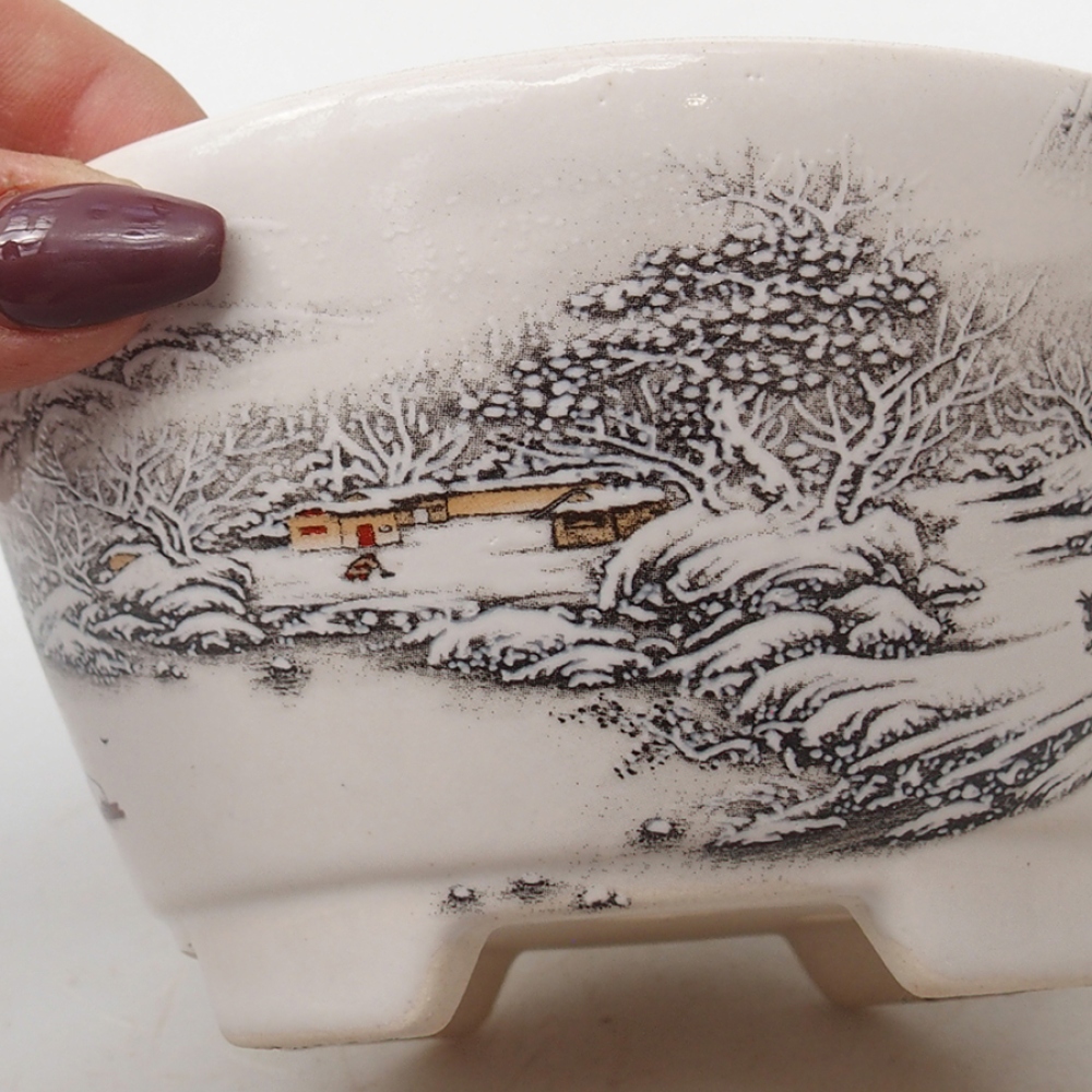 Keramik-Bonsaischale 12 x 12 x 6,5 cm, Farbe Weiß
