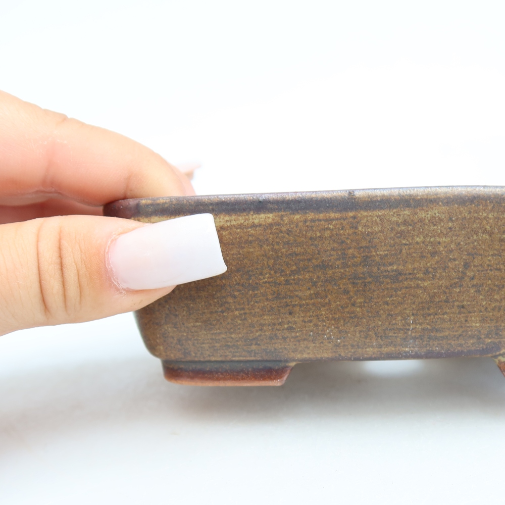 Keramik-Bonsai-Schale, 12,5 x 9,5 x 4 cm, Farbe: braun