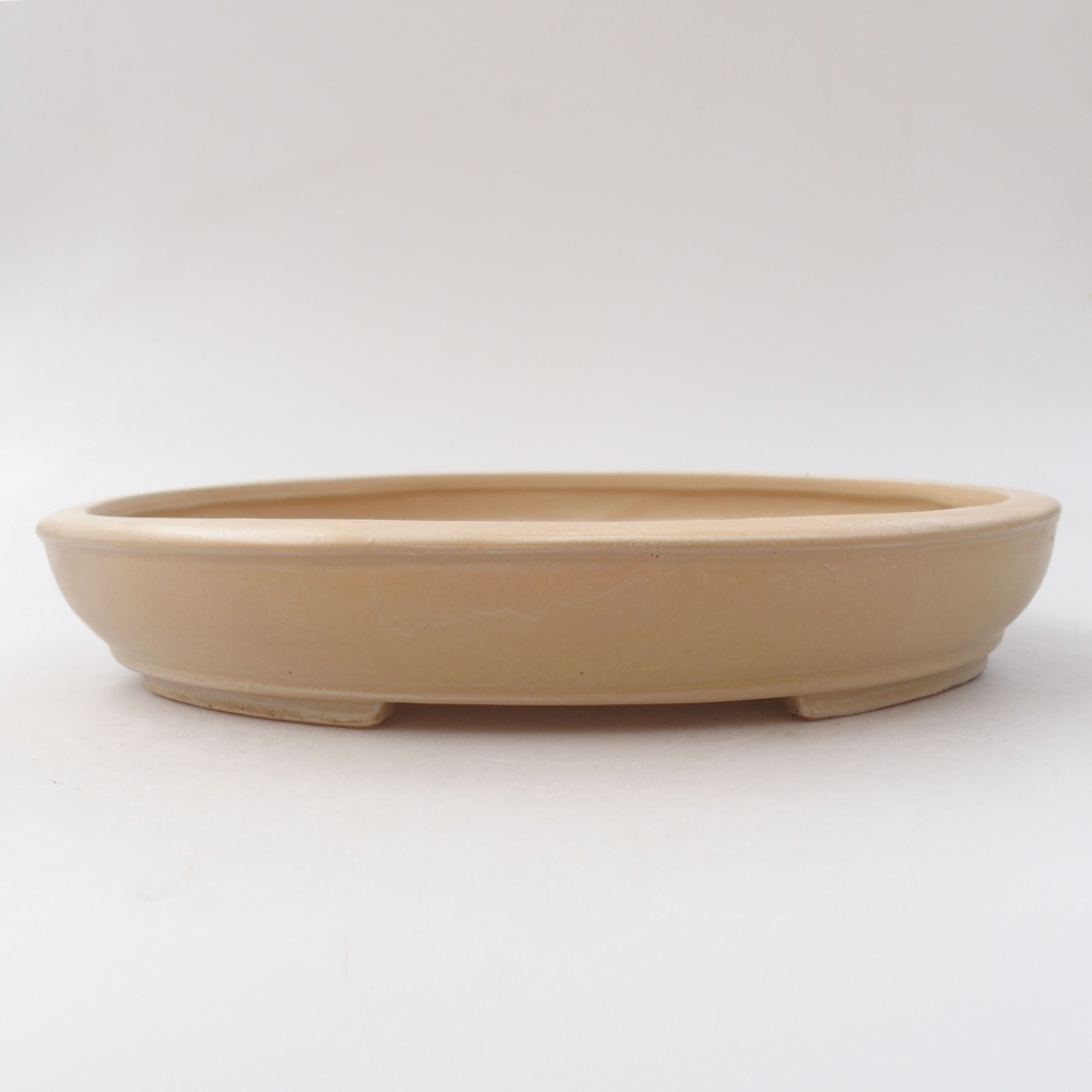 Keramik-Bonsaischale 24,5 x 20 x 4 cm, Farbe beige