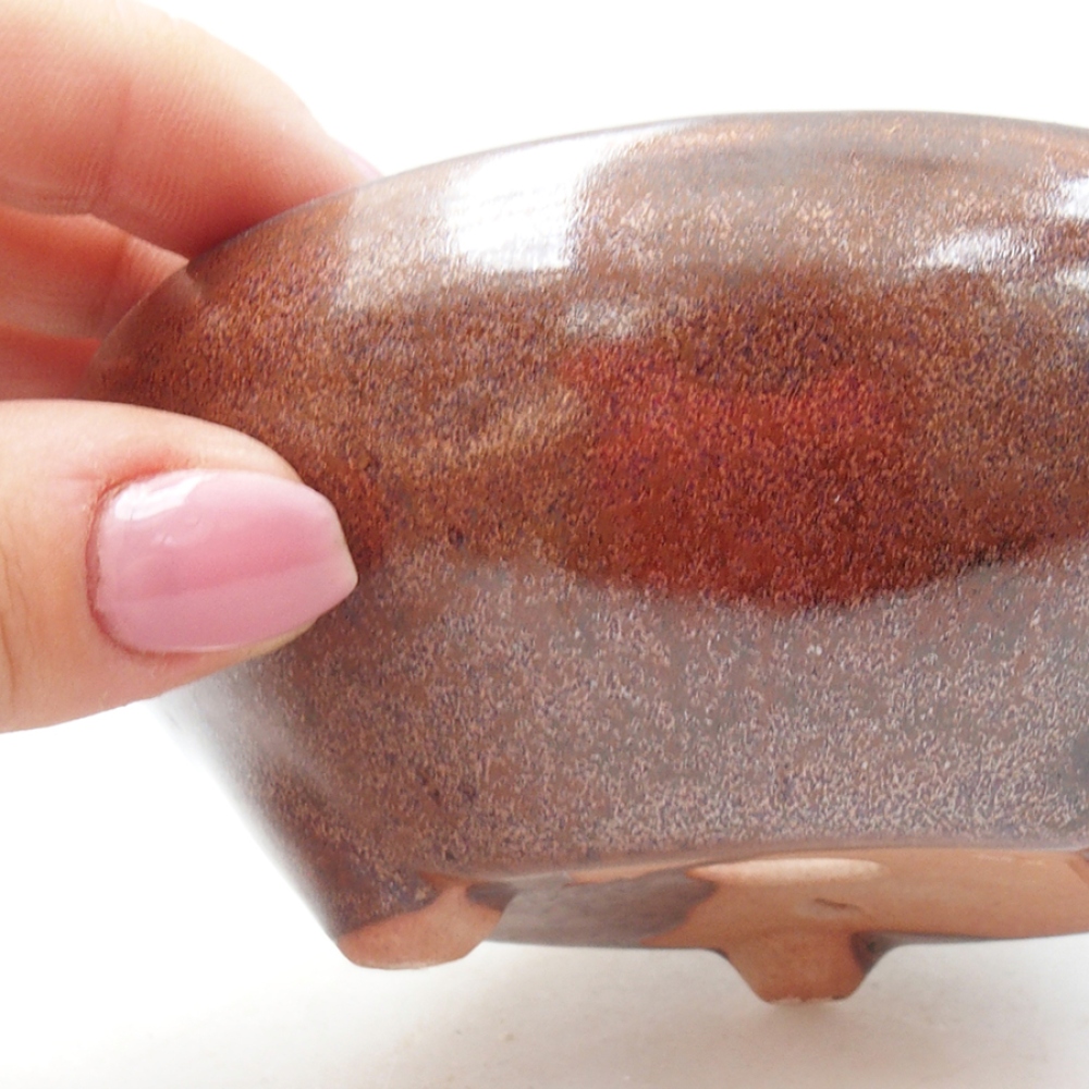Keramik-Bonsaischale 11 x 11 x 5 cm, Farbe braun
