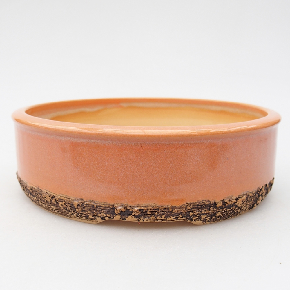 Keramik-Bonsaischale 17,5 x 17,5 x 5 cm, Farbe orange