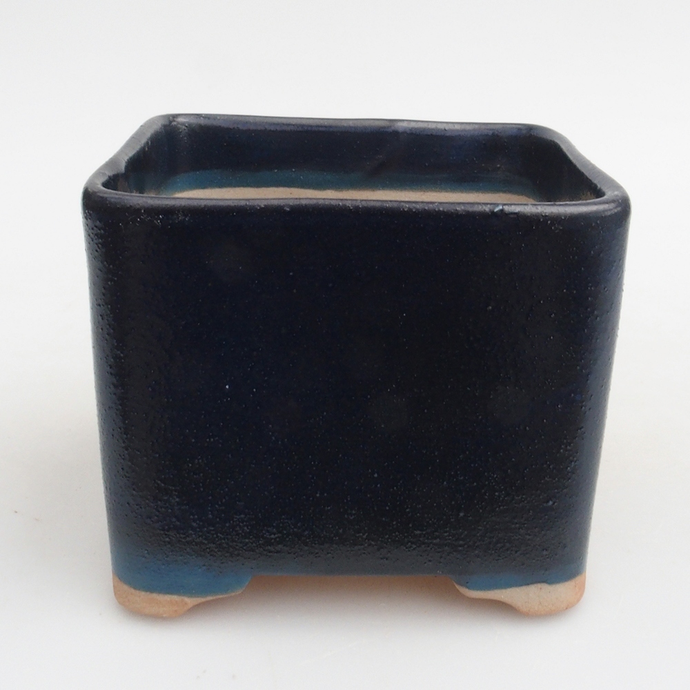 Keramik-Bonsaischale 10 x 10 x 8 cm, Farbe blau