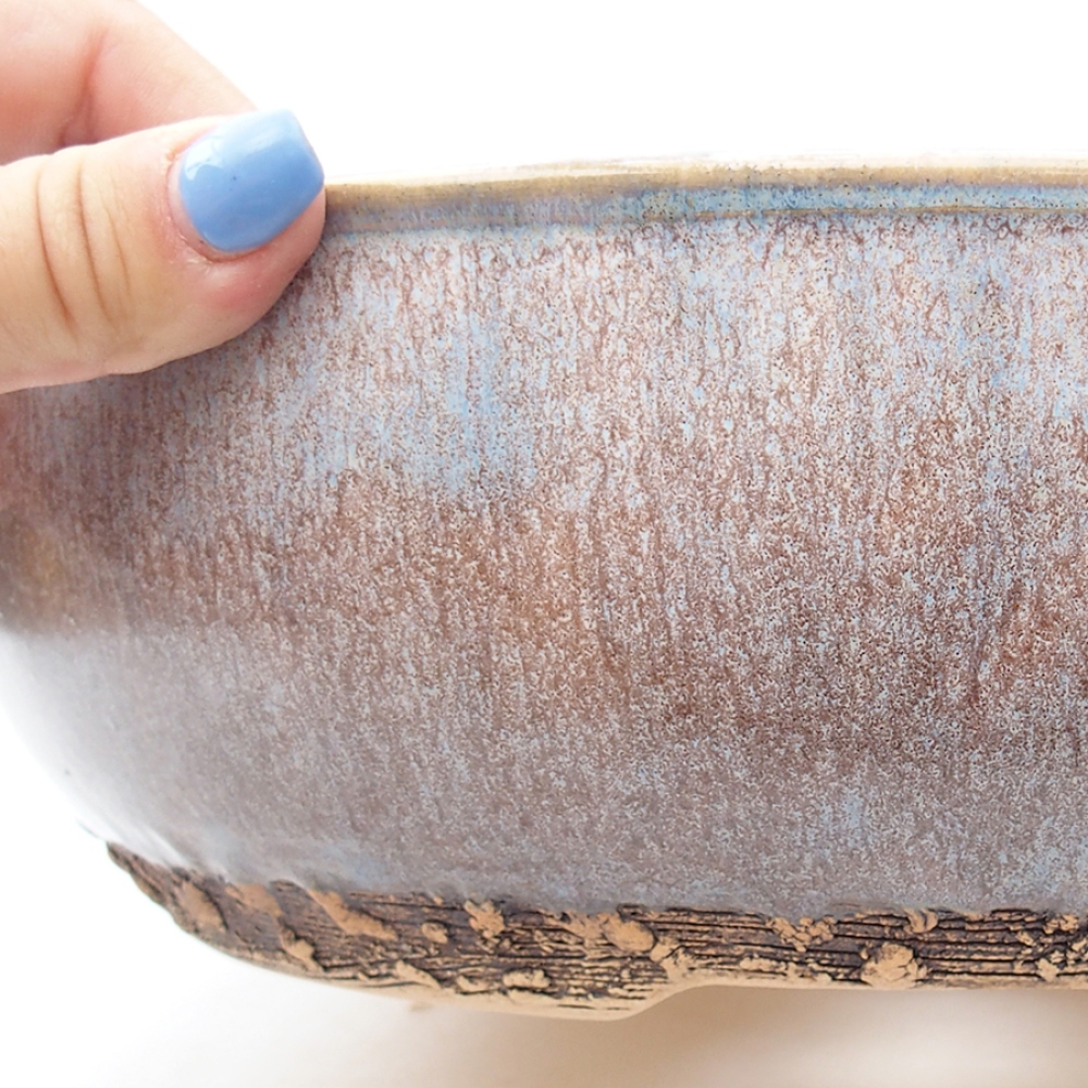 Keramik-Bonsaischale 27 x 27 x 8 cm, Farbe blau