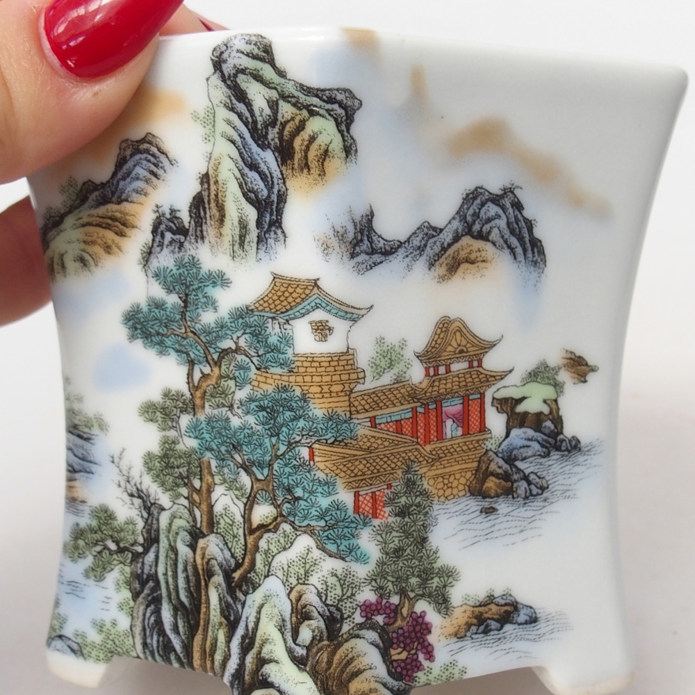 Bonsaischale aus Keramik 10,5 x 9,5 x 9 cm, Farbe weiß