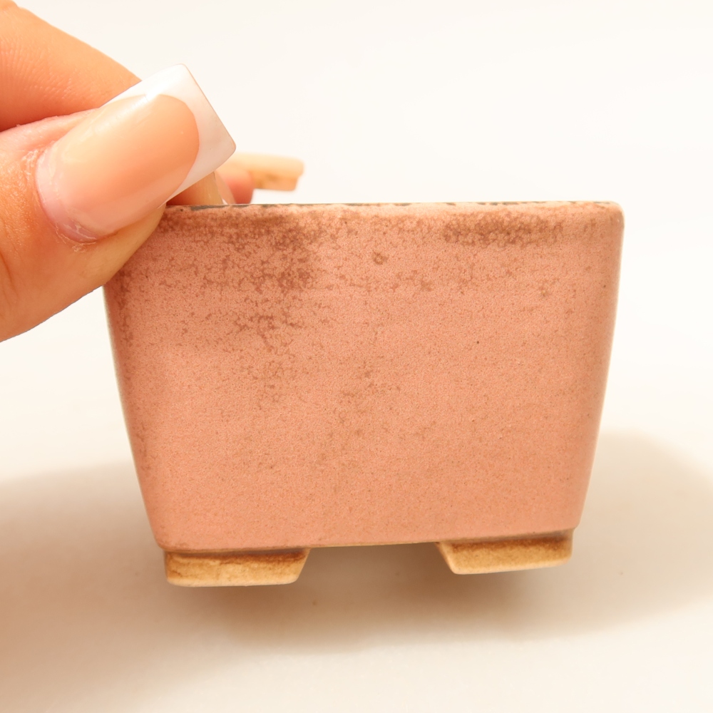 Keramik-Bonsai-Schale, 6,5 × 6,5 × 4,5 cm, Farbe: Rosa