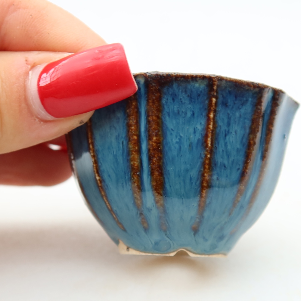 Keramik-Bonsai-Schale, 5,5 × 5,5 × 3,5 cm, Farbe: Blau