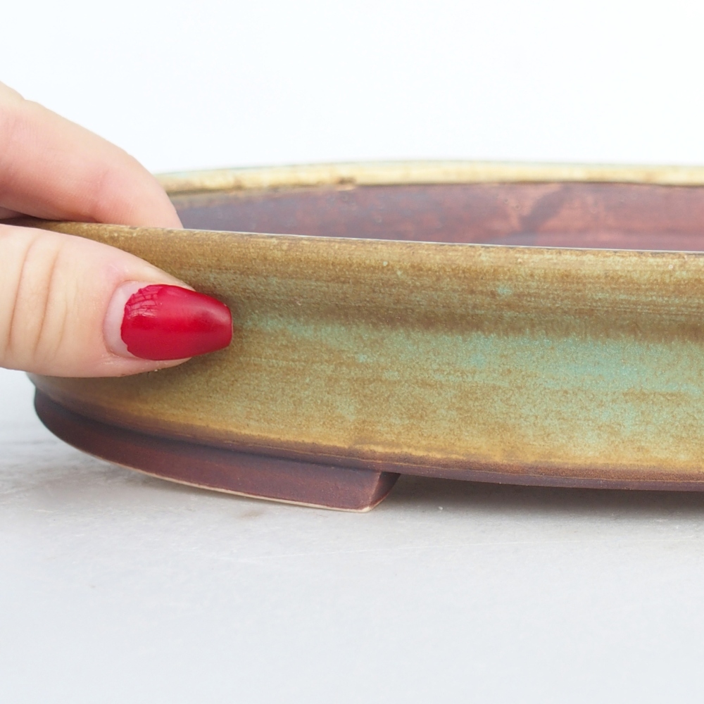 Bonsaischale aus Keramik 31 x 27 x 4,5 cm, grün