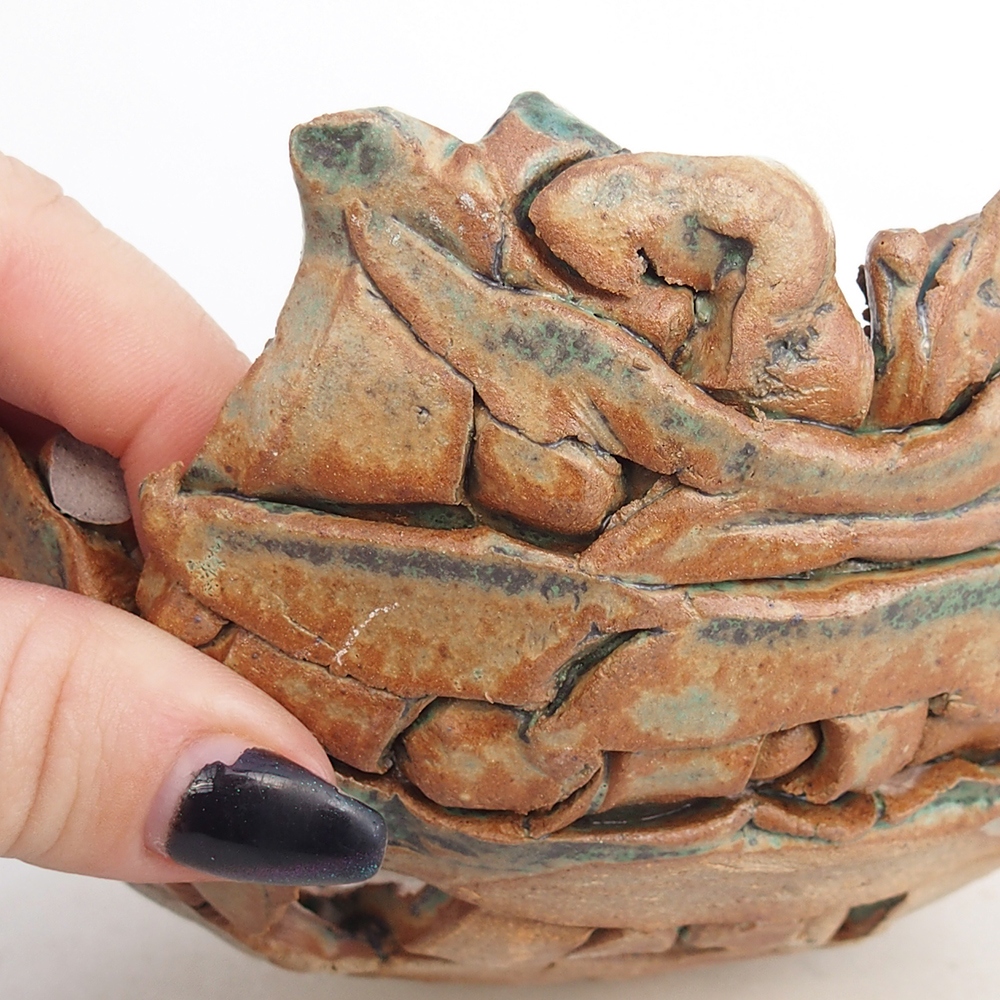 Keramikschale 14 x 14 x 6,5 cm , Farbe grün