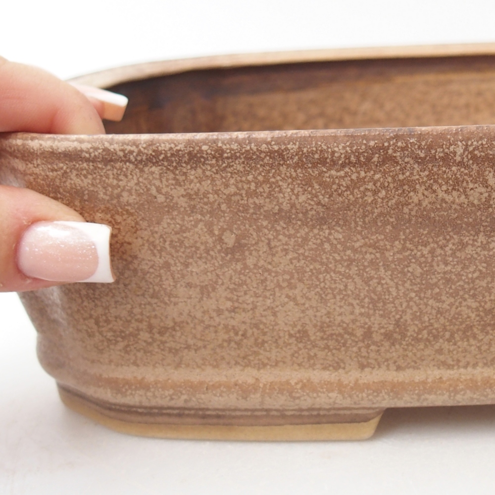 Bonsaischale aus Keramik 24,5 x 21,5 x 6,5 cm, Farbe beige
