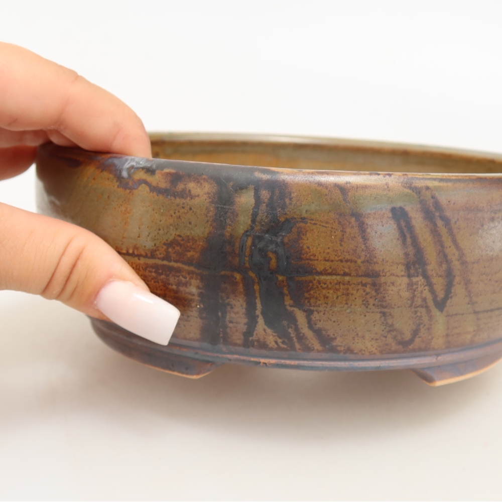 Keramik-Bonsai-Schale 17 x 17 x 6 cm, Farbe: braun