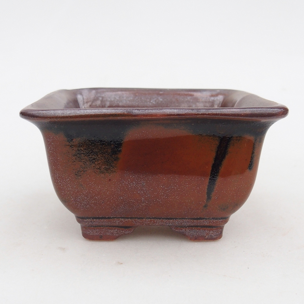 Bonsaischale aus Keramik 10 x 10 x 6 cm, bordeauxrot