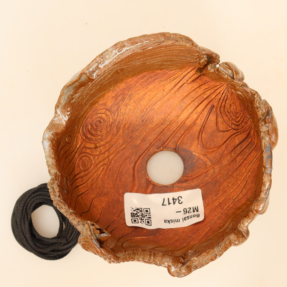 Keramikschale für Kokedama, 10 x 10 x 7,5 cm, Farbe: braun