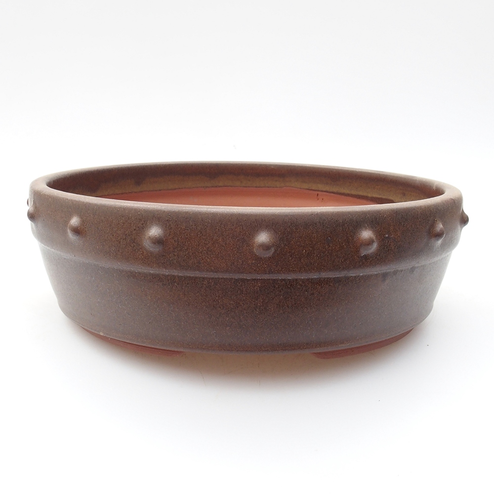 Bonsaischale aus Keramik 18 x 18 x 5,5 cm, braune Farbe