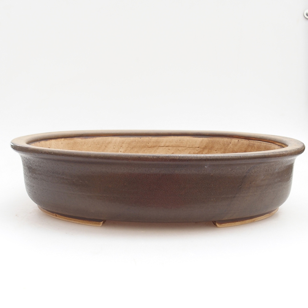 Keramik-Bonsaischale 32,5 x 28,5 x 7,5 cm, Farbe braun