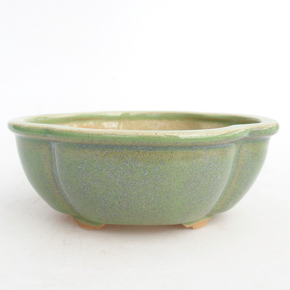 Bonsaischale aus Keramik 12,5 x 10,5 x 5 cm, Farbe grün