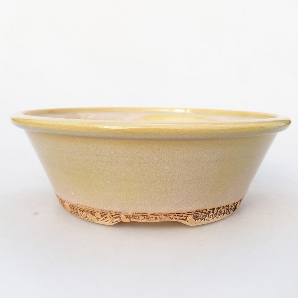 Bonsaischale aus Keramik 20,5 x 20,5 x 7 cm, gelb-grün