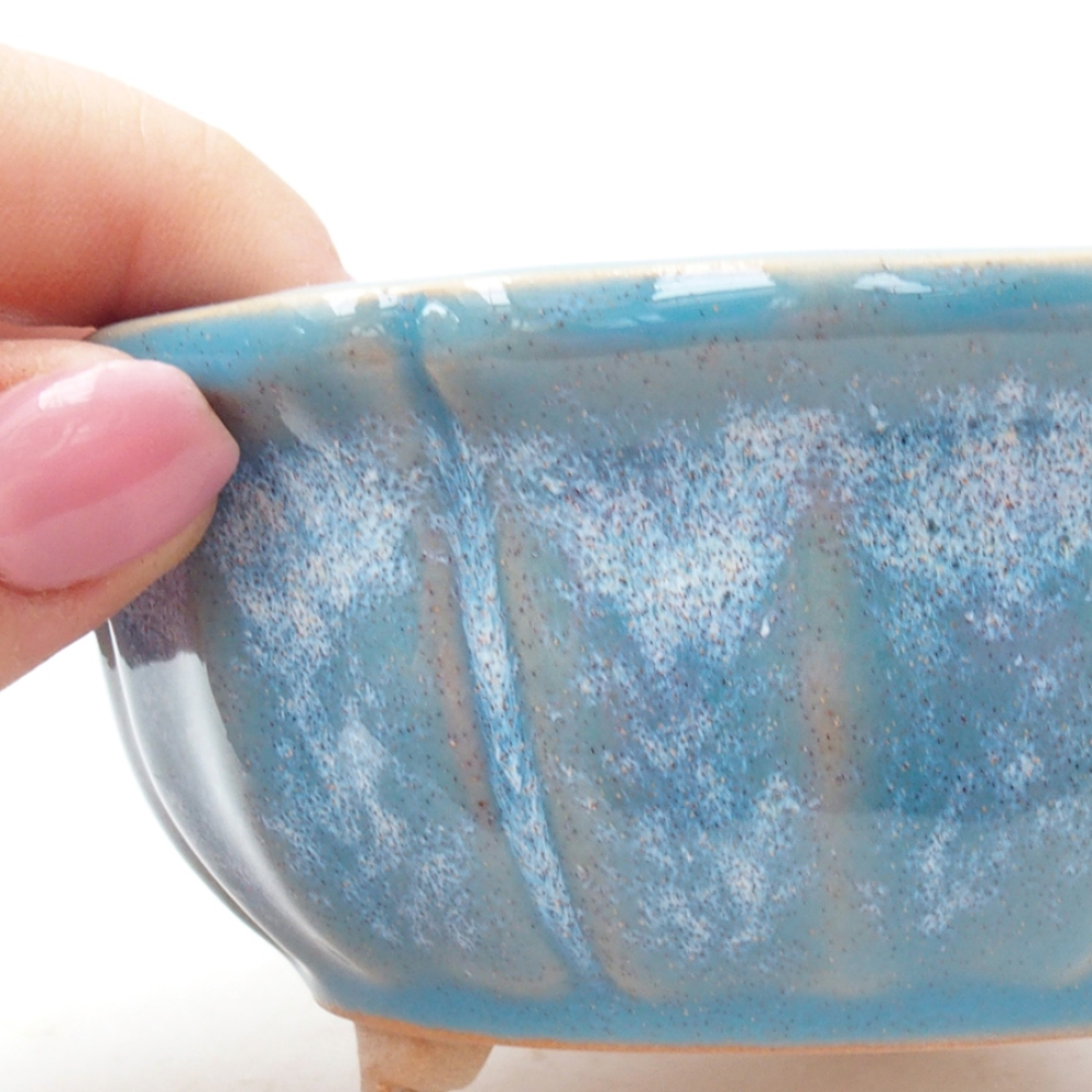 Keramik-Bonsaischale 11 x 11 x 5 cm, Farbe blau