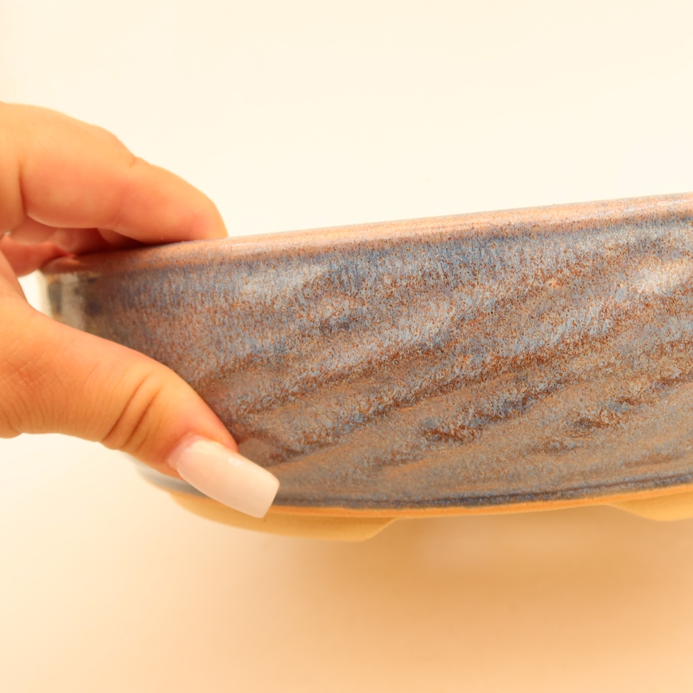 Keramik-Bonsai-Schale, 27 x 27 x 6,5 cm, Farbe: Blau