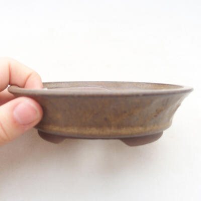 Keramische Bonsai-Schale 11 x 11 x 3 cm, Farbe braun - 1