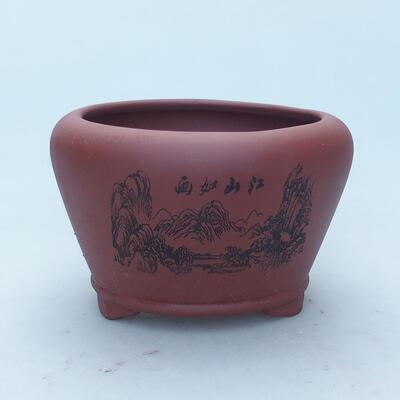 Bonsaischale aus Keramik 14 x 14 x 8,5 cm, Ziegelfarbe - 1