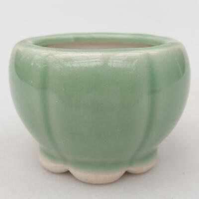 Keramik-Bonsaischale 7 x 7 x 5 cm, Farbe grün - 1