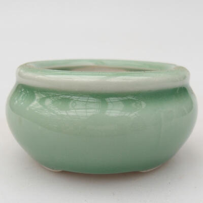 Keramik-Bonsaischale 7,5 x 7,5 x 3,5 cm, Farbe grün - 1