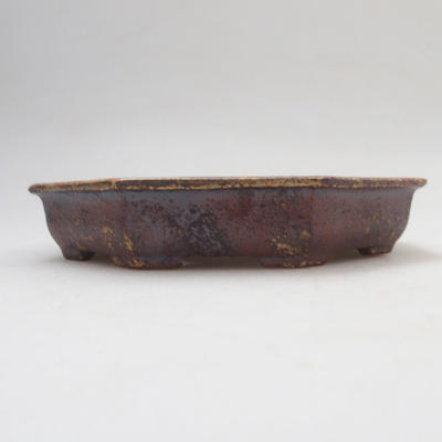 Keramische Bonsai-Schale 11,5 x 11,5 x 2 cm, rotbraune Farbe - 1