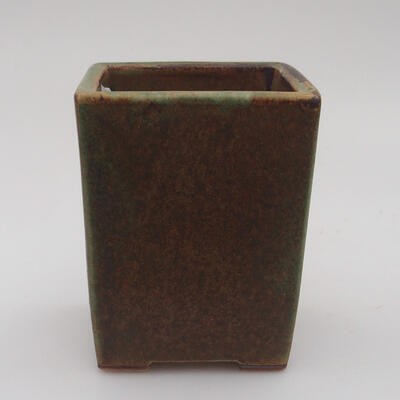 Bonsaischale aus Keramik 7,5 x 7,5 x 10 cm, Farbe bräunlich grün - 1
